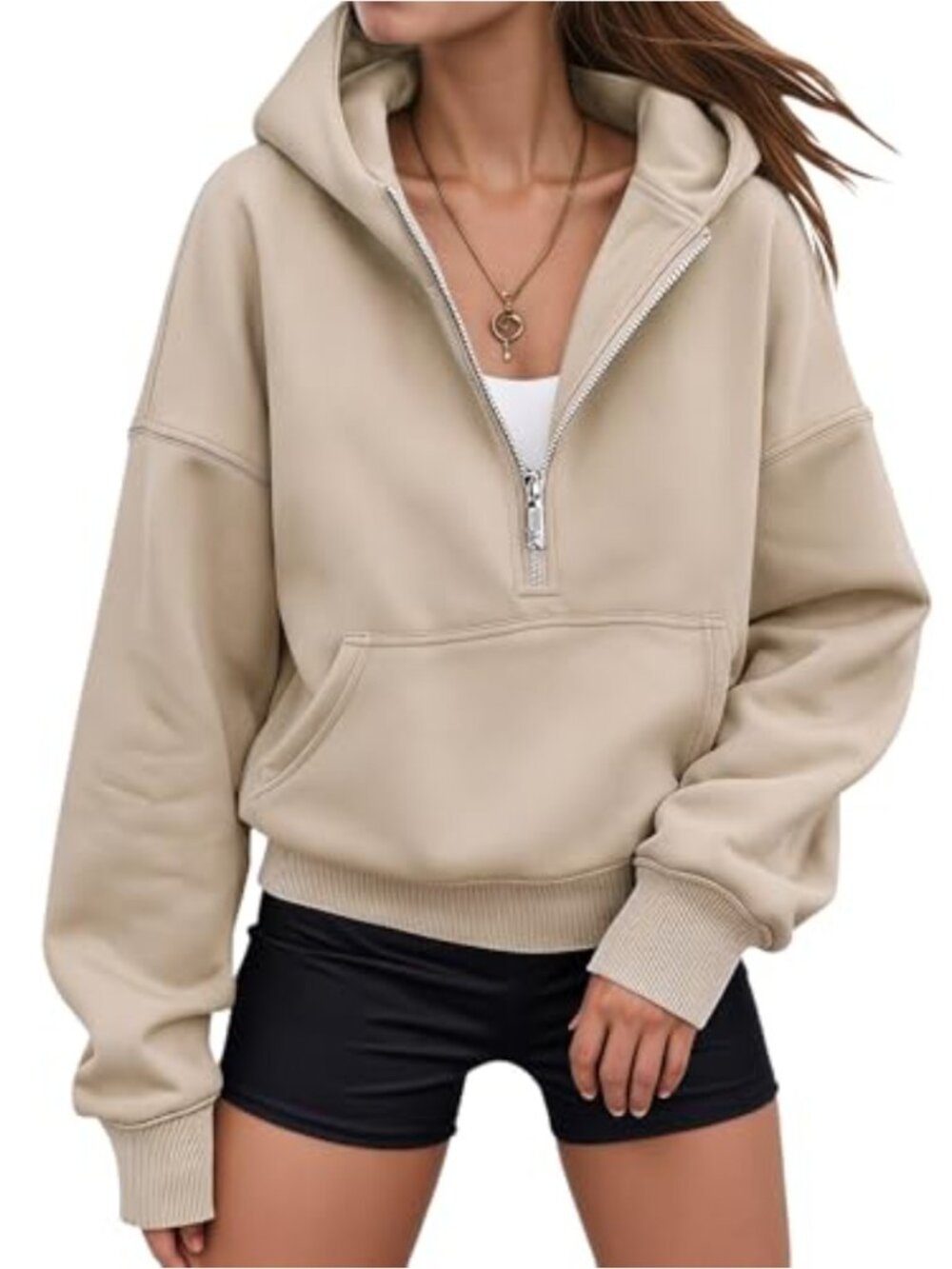 Oversized Half Zip Hoodie with Pocket Fleece Lined Sweatshirt